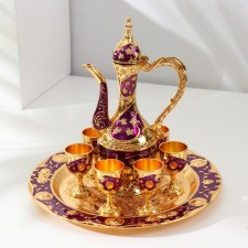 Set of wine jug, 6 glasses and tray 