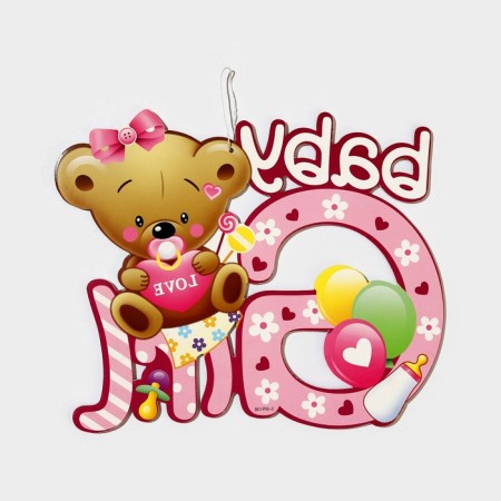 Decorative decoration (suspension) "Baby Girl" 30x25 cm, col. pink-5