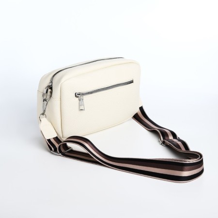 Bag Cross-Bodi with a zipper, white color-1
