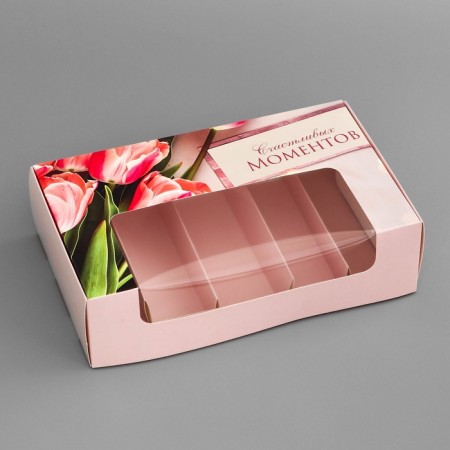 Box for 5 eclairs, confectionery packaging "happy moments", 25.2 x 15 x 6.6 cm-2