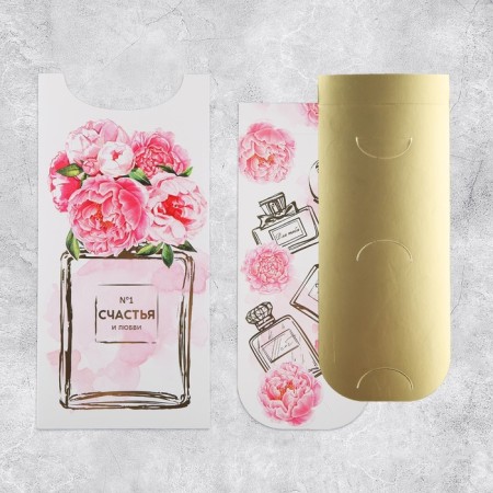 Envenue for money "Happiness", flowers, congruen, embossing 9.5 x 19.5 cm-2
