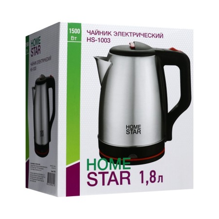 Electric kettle Homestar HS-1003, metal, 1.8 l, 1500 watts, silver-8