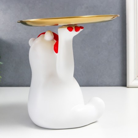 Souvenir Polystone stand "White Bear in red headphones" d = 17 cm 18x12x15.5 cm-4
