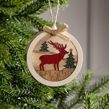 Christmas tree toy "Ball with a deer", batteries, glow warm white-1