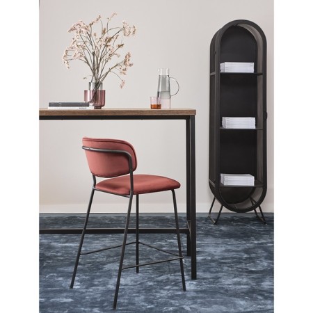 Bar stool Eirill, 560 × 475 × 990 mm, velor, brick color-1