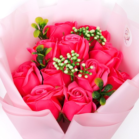 Exclusive bouquet of soap roses, fuchsia color, 11 pcs-6