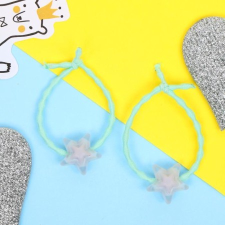Hair elastic band "Cuckus" (set 2 pcs) stars, 3 cm, mix-4