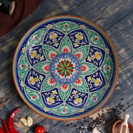 Largan Rishtan ceramics "Flowers", 32 cm, blue-1