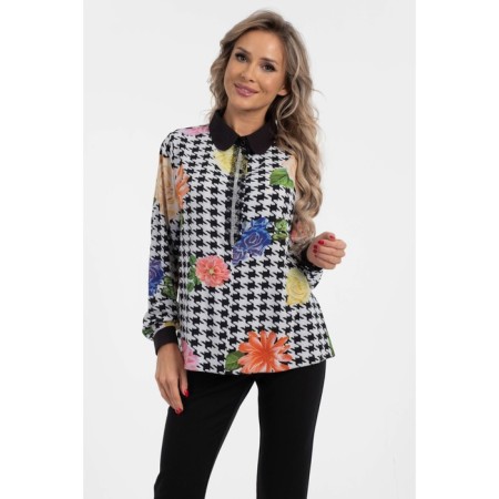 Female shirt, size 46, white, black color-1