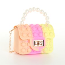 Baby bag on the castle, beige color/pink/yellow
