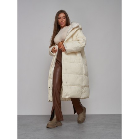 Coat insulated winter female, size 50, light-beige color-16