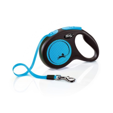 Roulette Flexi Neon New M (up to 25 kg) tape 5 m, blue