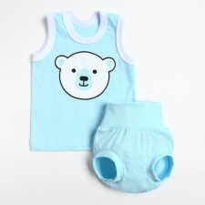 Комплект (майка, трусы на подгузник) детский, цвет голубой, рост 74 см