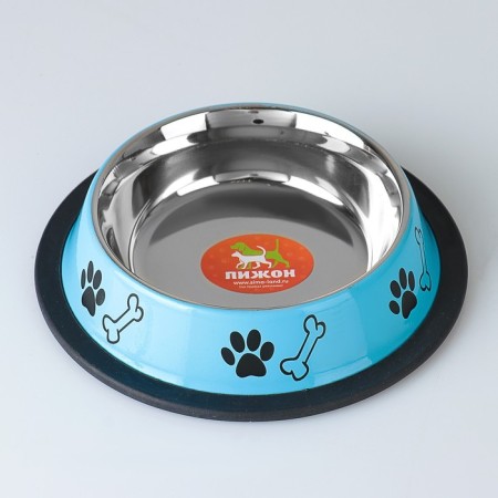 A bowl with a non -slip base color with a print, 235 ml, blue-1