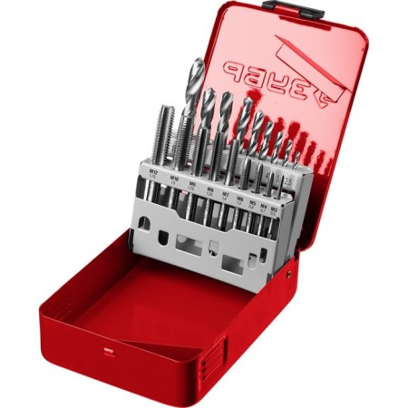 Set of taps and dicks bison 28115-H18_z01, steel 9XS, drill P6M5, 18 objects