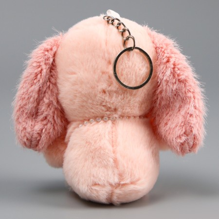 Soft toy "Bunny" on a key fob, 11 cm, light pink color-2
