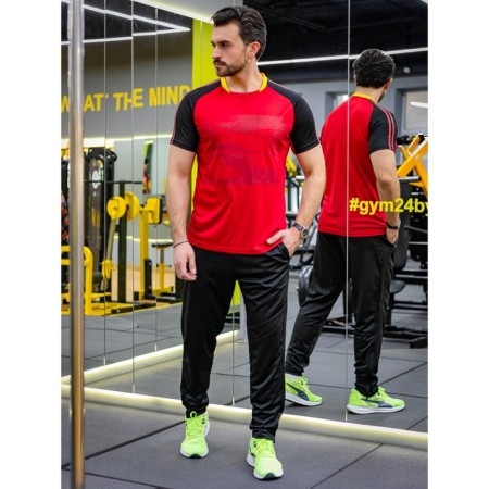 Sports T -shirt male ise, size 52, red color-5