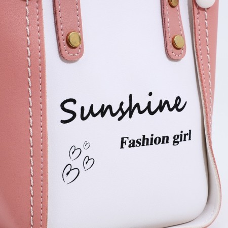 Bag Female Tout with zipper, pink color-4