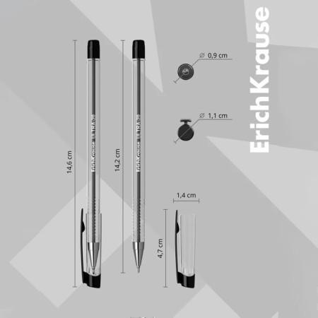 Ballic handle Erich Krause Ultra-20, node-bela 0.7 mm, black ink, letter line 2000 meters-2
