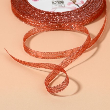 Brocade ribbon, 6 mm, 23 ± 1 m, color red No. 039-2
