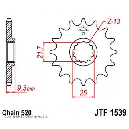Front star, host JTF1539, steel, chain 520, 15 teeth