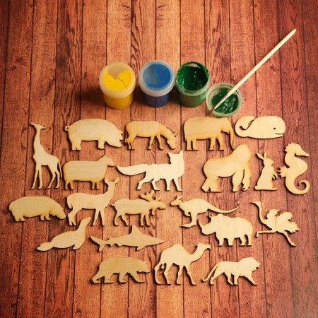 A set of workpieces for creativity "Animals", 21 pcs, size 6x6 cm