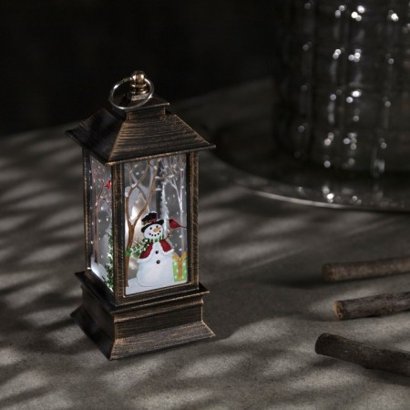 LED figure "Lantern with a snowman" 5.5 × 13 × 5.5 cm, plastic, batteries AG13x3, glow warm white-1