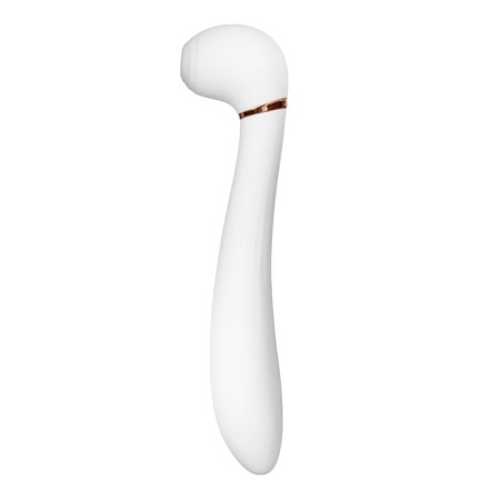 Vibrator with vacuum stimulation Flovetta Jasmine, 23 cm, silicone, white color-4