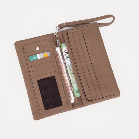 Women's wallet on magnets, beige color-4