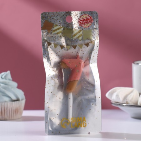 Candle in the cake "Strawberry glaze", number "7", pink, 3.8 cm-1