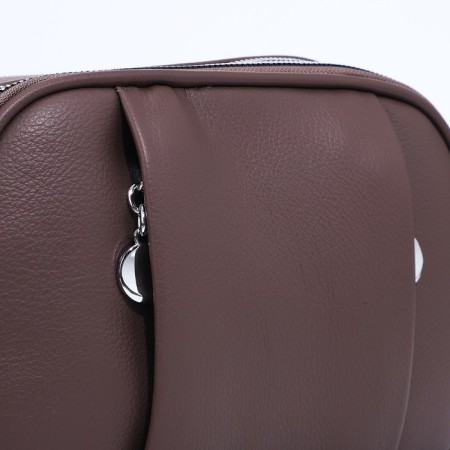 Cross-Bodi bag on zippers, external pocket, brown color-4