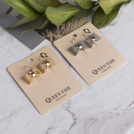 Earrings Metal "Bows" omega, color mix-2