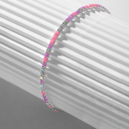 Bracelet "ice" 2 mm, coquetry, pink-violet in silver-2
