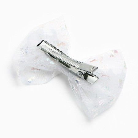 Hair hairpin white bow, set, 2 pcs, 7.5 cm, princesses-1