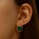 Earrings with rhinestones "Edel" oval classic, emerald color in pink gold