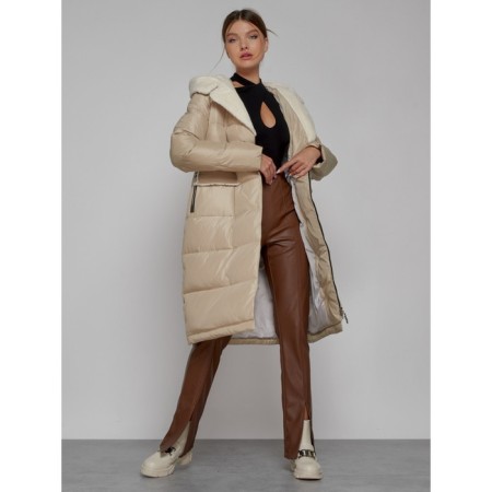 Coat insulated winter female, size 48, beige color-10