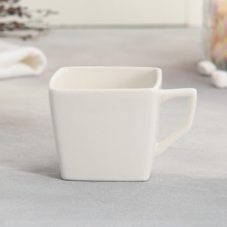 Tea couple ceramic "White Gift", a mug 150 ml, a saucer 15.5x15.5 cm, white color-5