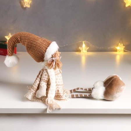 Interior doll "Baby with ponytails in a beige outfit" 62 cm-1