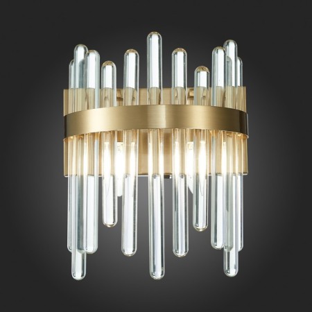Sconces st. SL1167.301.02. Tellurio. 2x40 watts, E14, 16x31 cm, brass color-2