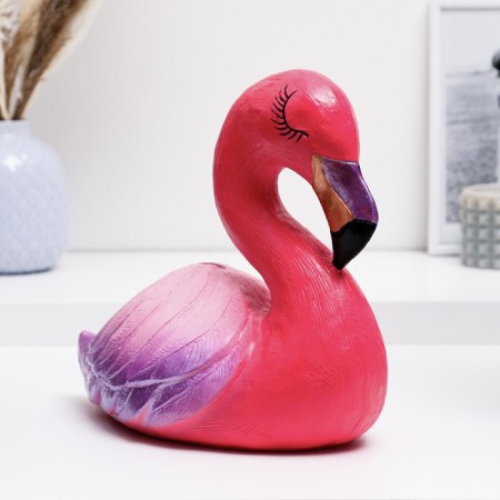 Piggy bank "Flamingo Big" pink with purple, 24cm