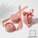 Case of Korean velvet for earrings/ring "Surprise" 5.8 × 5.3 cm, light pink color