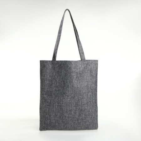 Shoper bag without fastening, from textiles, gray color-2