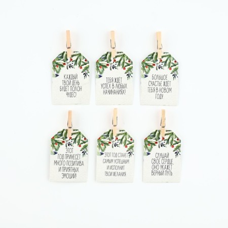 New Year's jewelry for glasses with predictions, nameplate, 3.5 x 5 cm, 6 pcs.-2