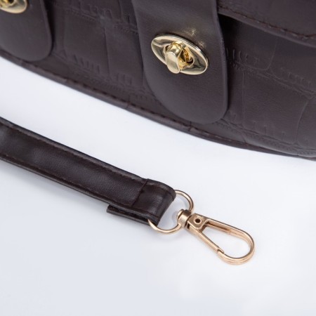 Women's bag on the valve, the color is dark brown-3