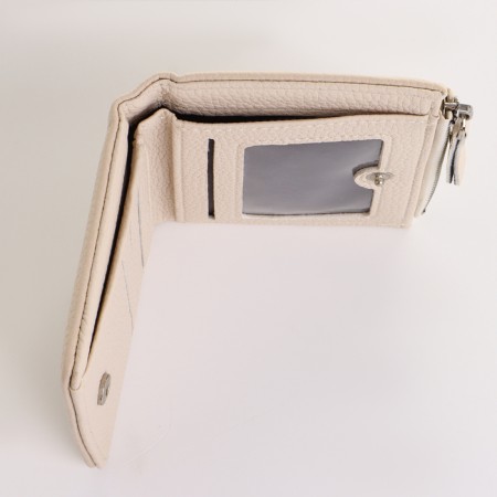 Women's wallet on the button, beige color-3