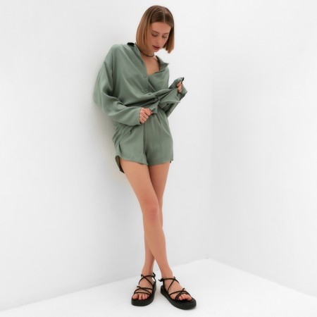 Women's costume (shirt, shorts) minku: casual collection olive color, river 46-1