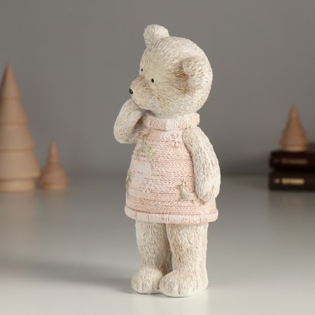 Polystone souvenir "Surprised Bear in a Pink Sweater" 7.5x5x16 cm-3