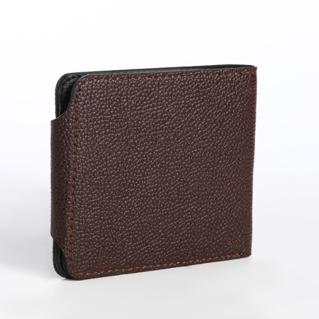 Women's wallet on the button, brown color-1