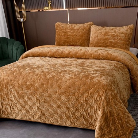 Set: cover 240x260 cm, pillowcase 50x70 cm - 2 pcs, mustard color-1
