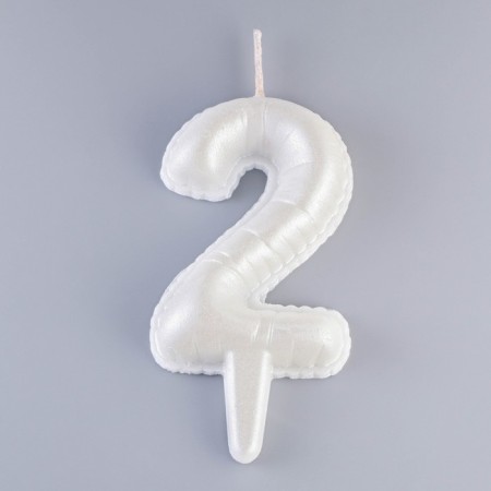 Candle in the Cake "Balls", number "2", pearl, 5.5 cm-2